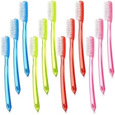 Zopeal Extra Hard and Firm Toothbrush for Adults Bulk Blue, Red, Pink, Yellow 