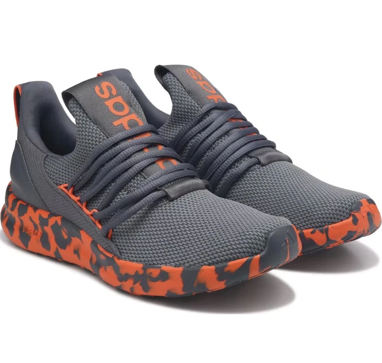 Adidas Lite Racer Adapt 7.0 Grey ORANGE Sneakers Running Walking JS0046 Men
