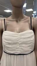NEW DESIGNER WEDDING DRESS SHORT SIZE 38 SWING IVORY BLACK MULLET CHIFFON