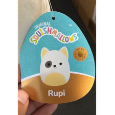 Squishmallows Rupi Ultra Rare Medium Dog Stuffed Animal White Yellow Gray