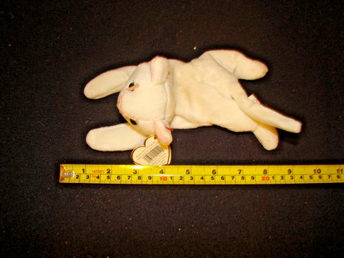 VINTAGE PLUSH WHITE CAT WITH PINK BEANIE BABY COLLECTION  1996 " FLIP " #4012 NR