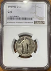 1919 D 25C Standing Liberty Quarter NGC G4