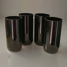 Vintage Set Of 4 Libby Tumbler Highball Glass Drinking Cocktail Black Amethyst 