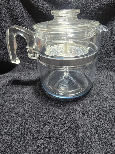 Vintage Pyrex Flameware 7756-B 6 Cup Glass Percolator Coffee Pot Near Complete