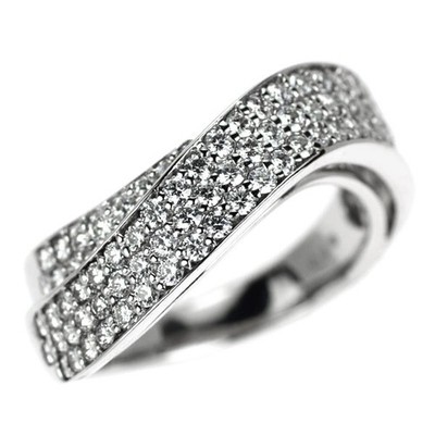 Verite K18WG H&C Diamond Ring 0.90ct Pavé - Auth free shipping from Japan- Auth