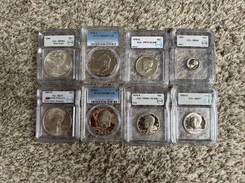 Silver Bullion- Graded Lot - Silver Eagles, Eisenhower, Kennedy, + Roosevelt