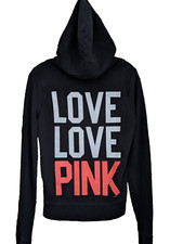VTG 90's Victoria's Secret Love Pink Y2K Hoodie Jacket Womens S Full Zip Logo