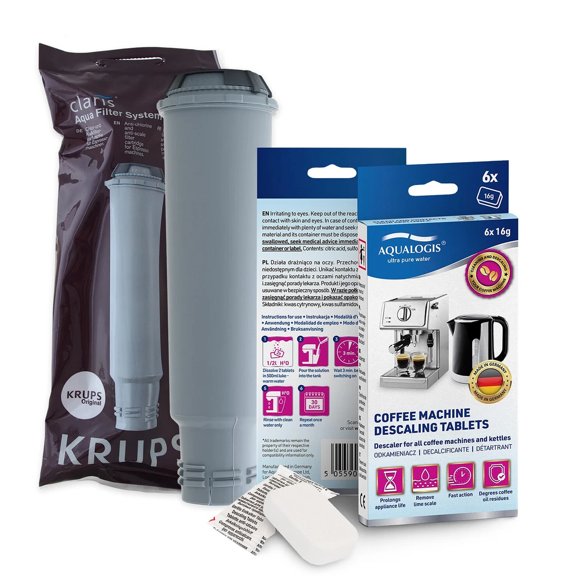 Krups F088 Genuine Water Filter and Descaling Tablets Decalc 6tab
