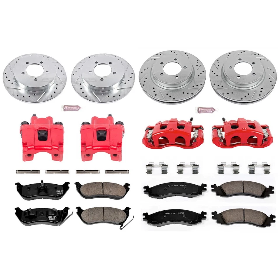 KC1443 Powerstop 4-Wheel Set Brake Kit With Calipers Front & Rear for Explorer Foto 4 de 4