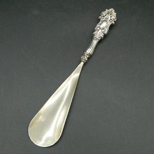 Antique Victorian Sterling Silver Ornate Handle Shoehorn 8.75"L