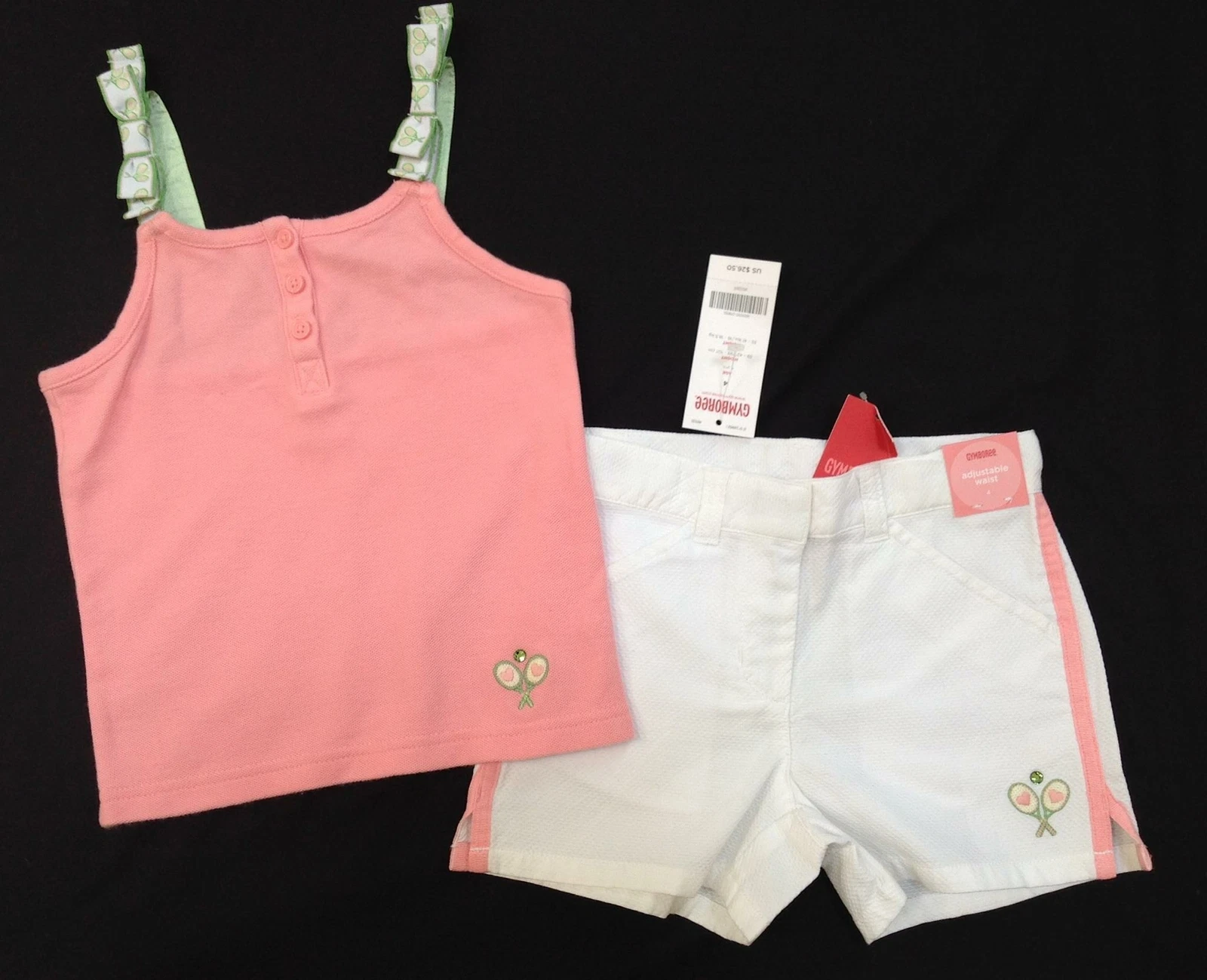 Gymboree MIXED DOUBLES tennis pink tank top shirt NWT white shorts 4 4T