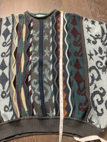 Vintage St Croix Sweater 3D Knit Biggie Coogi Style Sz XL Geometric Hip Hop 90s - Picture 9 of 13