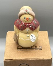 Fenton Opal Sanded Glass Snowlady Hand Painted By D. Anderson And Mike Fenton