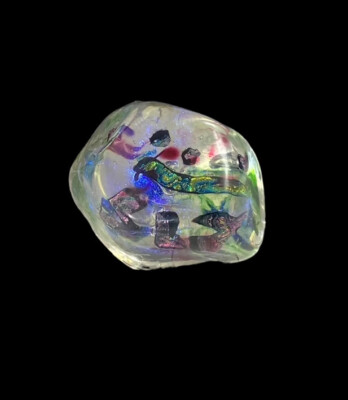 Timothy E Landers Paperweight Dichroic Glass ''Moon Rock'' 3 inches Bubbles
