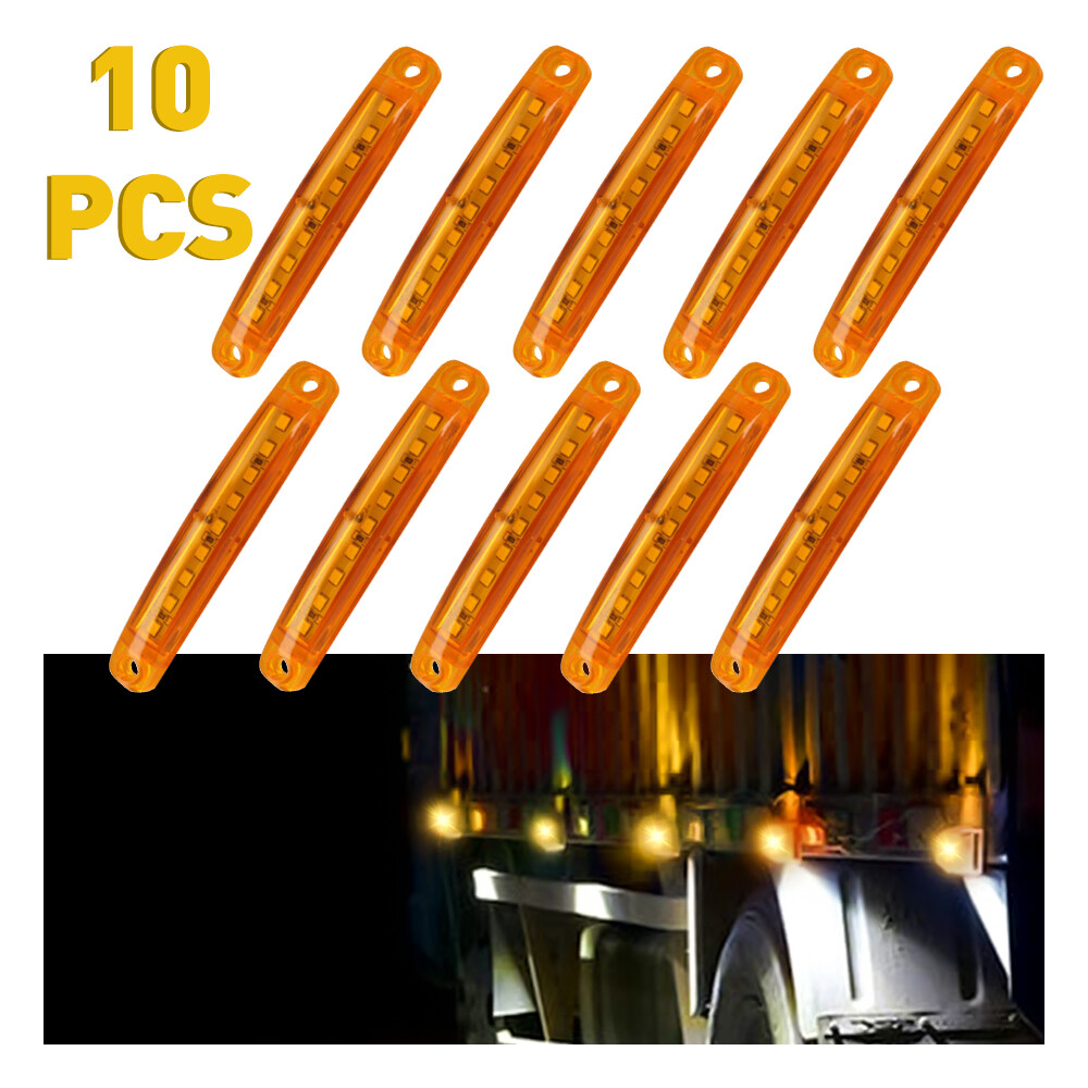 10 PCS Amber LED Front Rear Side Marker Indicators Light Lamp Truck Boat Trailer