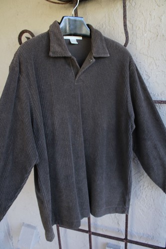 Mens Perry Ellis Ribbed Velour Pullover Brown Vintage Size L 93260 - Picture 2 of 6