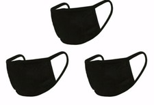 Washable Reusable Face Mask - 3 Pack Mouth Mask Cover New Blk