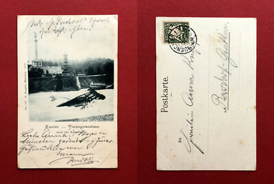 Occasion postcard Munich 1900 Prinzregentenstrasse after the disaster (60459