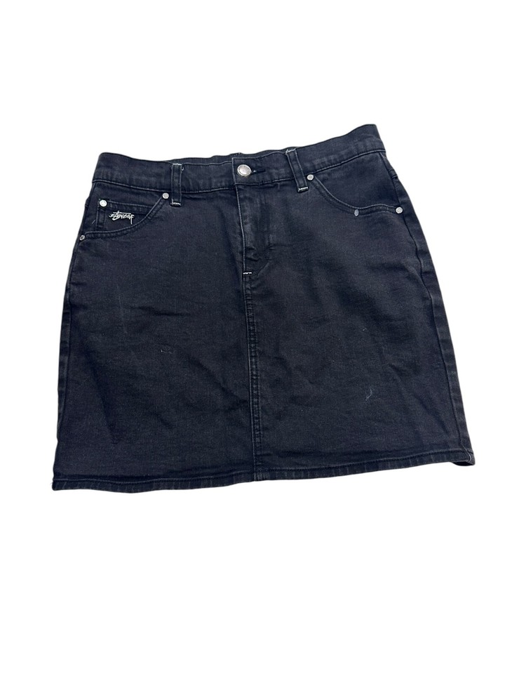 STUSSY Black Denim Jean Skirt Women’s Size 12 Good Condition