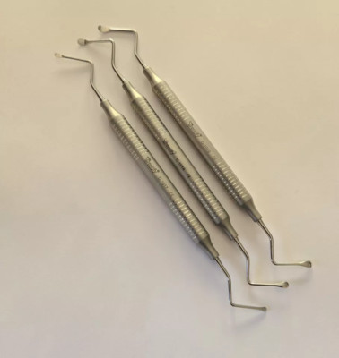 Dental Orthodontist Set of 3 Surgical Instrument Cyst Removal Bone Curette Lucas