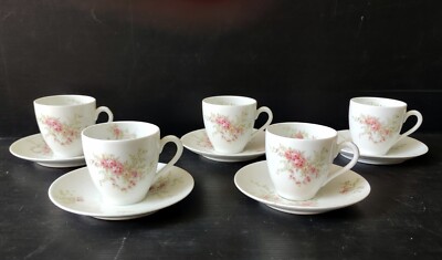 Lot De 4 Tasses à Thé Avec Soucoupes En Porcelaine - Décor Fleuri Ancien, Origine Royaume-Uni