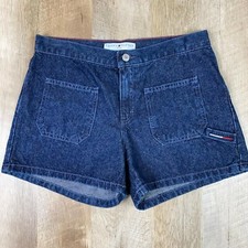 Vtg Tommy Hilfiger Jean Denim Shorts Flag Logo Wm Sz 4