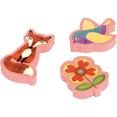 Nice & Foxy  * 3 Stck. Radiergummi 62016 Vogel Fuchs Blume Reh Eule