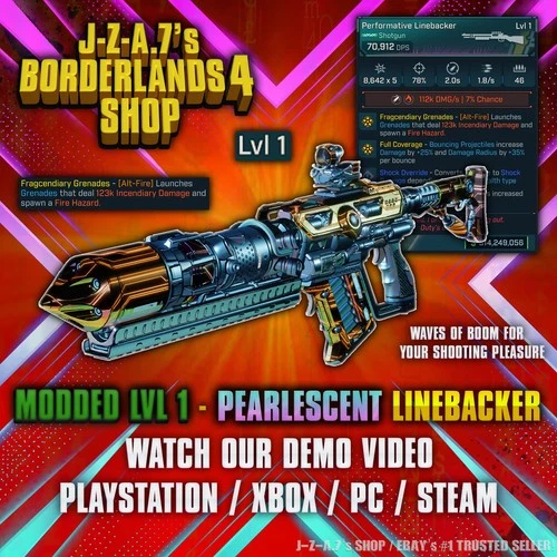 Borderlands 4✨ MODDED LVL ONE LINEBACKER SHOTGUN PEARLESCENT BL4 ✅PC-PS-XBOX✨