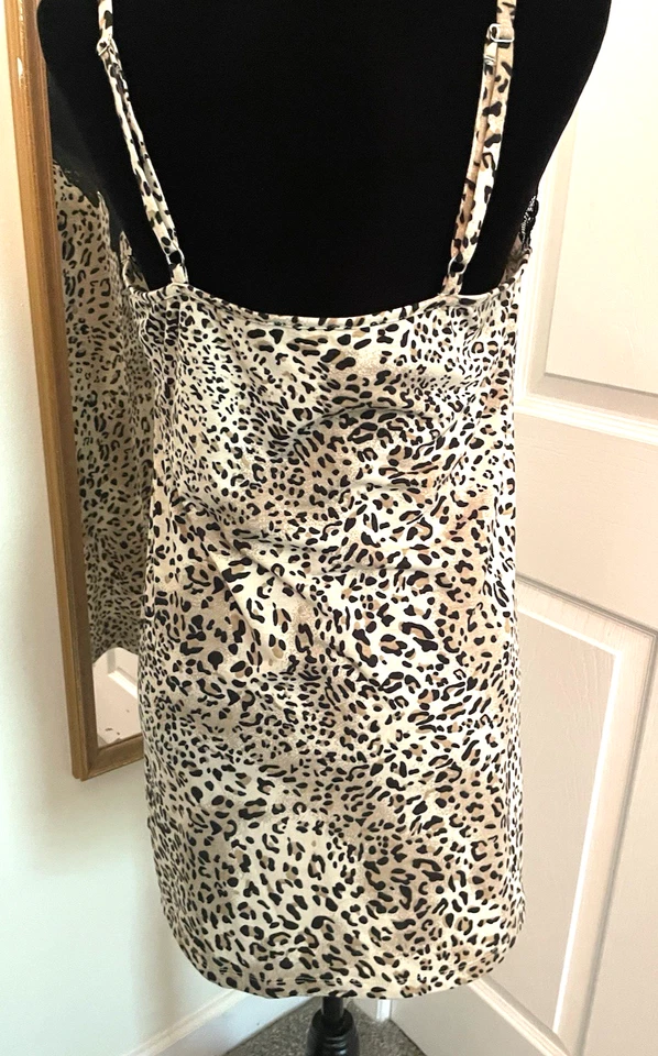 Jones New York Chemise And Robe Set Cheetah Leopard black lace Large Sweetheart - Image 4 of 4