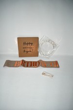 ADBetty Birthday Girl Sash  Rhinestone Headband Set   Rose Gold Glitter, NWT