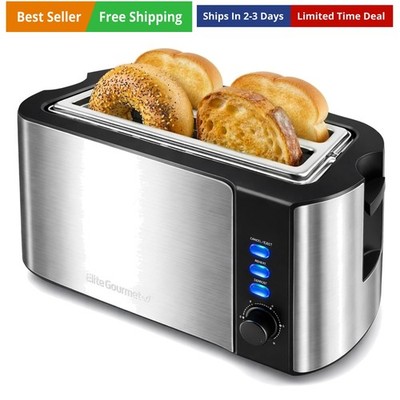4-Slice Long Slot Toaster | Extra Wide Slots for Bagels, Sourdough & Texas To...