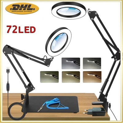 8X Dioptrien LED Lupenleuchte Lupenlampe mit Clip, Basis Lupe Licht Tischlampe - Bild 1 von 4