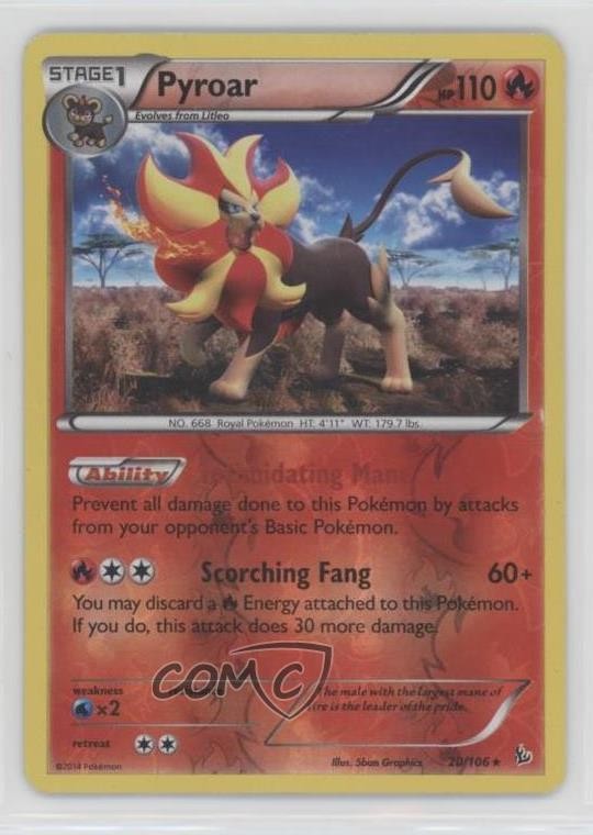 Pyroar Reverse Foil Pokemon XY Flashfire #20