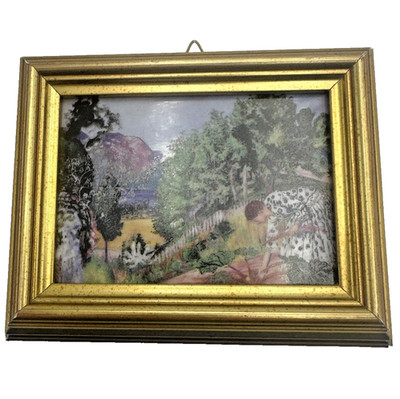 Vintage Porsgrund Norway Spring Evening Nikolai Astrup Porcelain Tile Art Framed