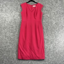 Eliza J Dress Womens 6 Pink Crepe Sheath V Neck Cap Sleeve