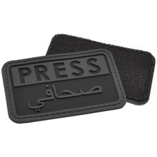 HAZARD 4 PRESS / ARABIC REPORTERS MORALE PATCH RUBBER MILITARY ARMY BLACK