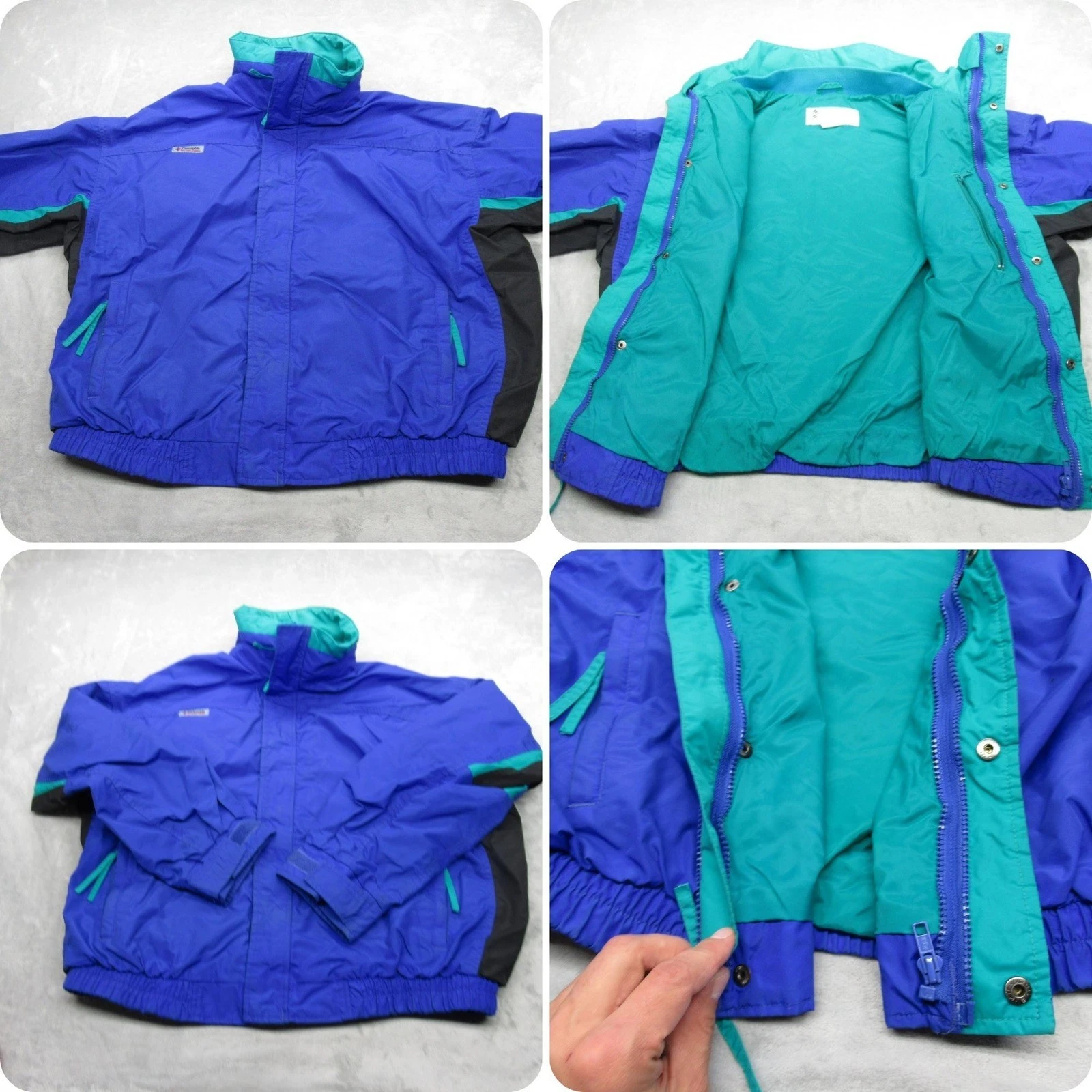 Columbia Jacket Mens XL Cobalt Waterproof Full Zip Rain Snowboard 3in1 Shell VTG