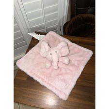 Pink Elephant Security Blanket Plush Faux Fur Baby Lovey 12x12 Square Pink