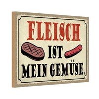 Holzschild 12X18 Cm Fleisch Ist Mein GemüSe Grill Essen Trinken Deko Geschenk Ho