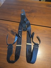 VTG Made In England Mens Black Suspenders Braces Button