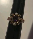 AVON Pink Oval Stone Studs Gold Vintage Ring Art Deco Costume Jewelry 7.5