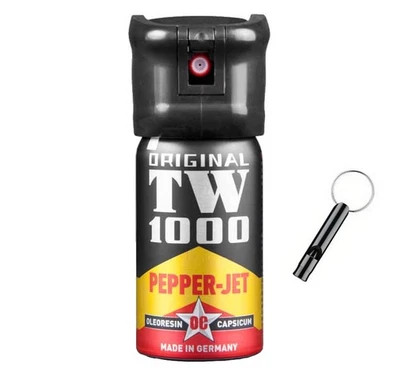 CARL HOERNECKE TW1000 Pfefferspray Jet 40ml,Flip-Top, Tierabwehr, mit Notfallpfeife