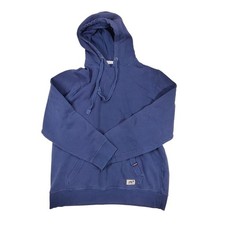FILA Hoodie Mens Medium Blue Solid Knit Kangaroo Pocket Pullover Sweatshirt
