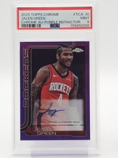 JALEN GREEN 2025-26 TOPPS CHROME AUTO PURPLE REFRACTOR /75 #TCA-JG PSA 9 Q3098