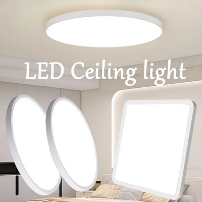 Modern LED Ceiling Light Square Round Panel Lights Kitchen Bedroom Bathroom Lamp