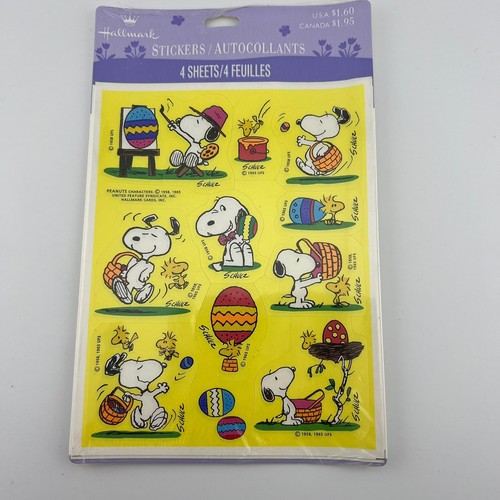Vintage Hallmark Peanuts Snoopy Easter Stickers 4 Sheets New Sealed