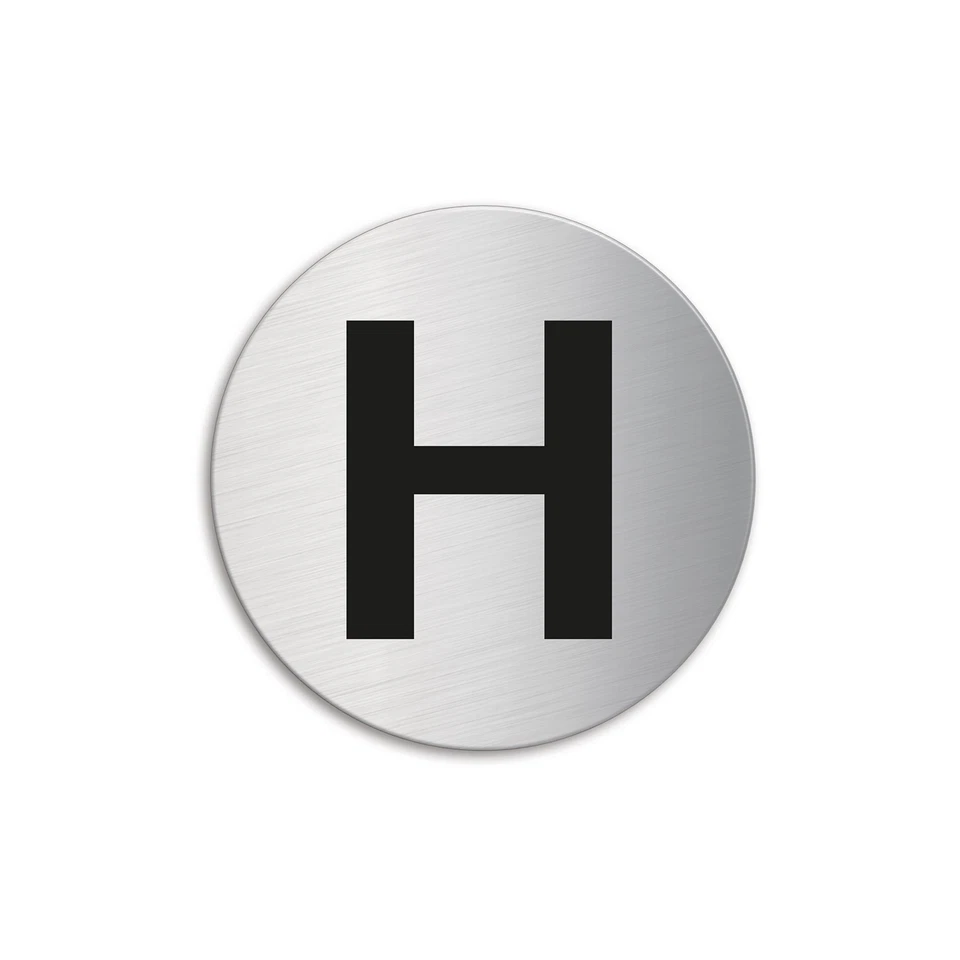 Türschild Herren-WC "H" Ø 60 mm Türschild aus Edelstahl matt gebürstet selbstkl. - Bild 1 von 1