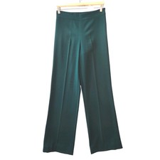 Zara Women s Emerald Green Wide Leg Trousers Side Zip Waist Size Small