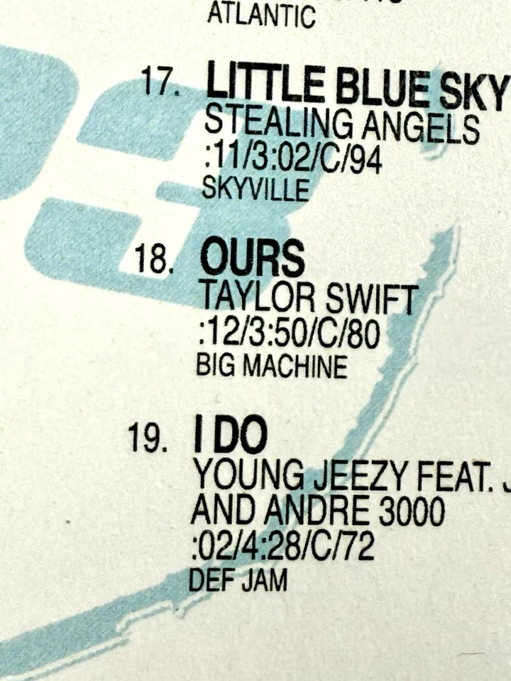 Taylor Swift Ours Prime Cuts Radio DJ Promo MP3 CD Dec 2 2011 Rare Collectible Foto 2 de 3