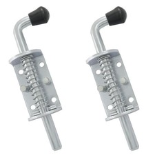 6 Inch Zinc Plated Solid Steel Spring Loaded Gate Latch Pin Hardware Set 2 Pack